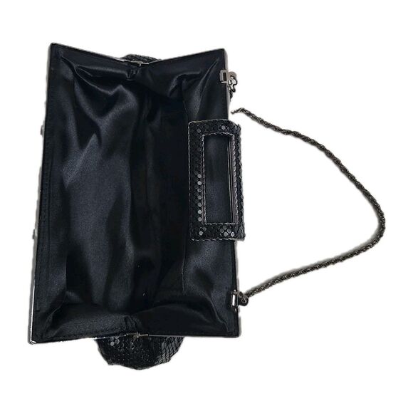 The Limited Black Sequin Handbag with Black Chain Handle Clasp Purse Wallet - Picture 6 of 10